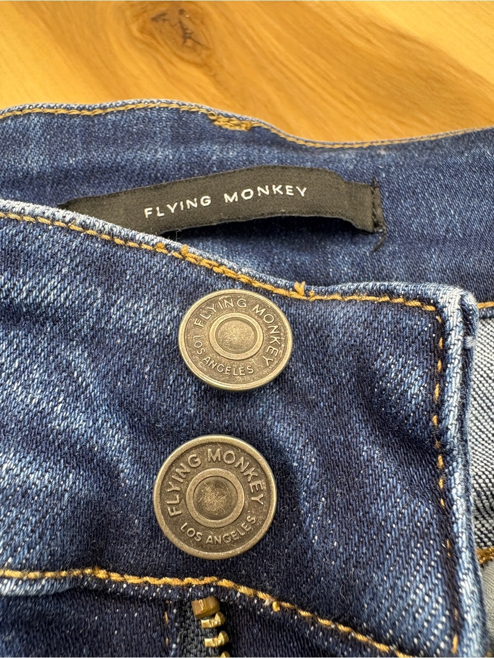 Flying Monkey High Rise Extreme Flare Jeans Dark Wash Raw Hem Size 29 BY4345L - Picture 2 of 16